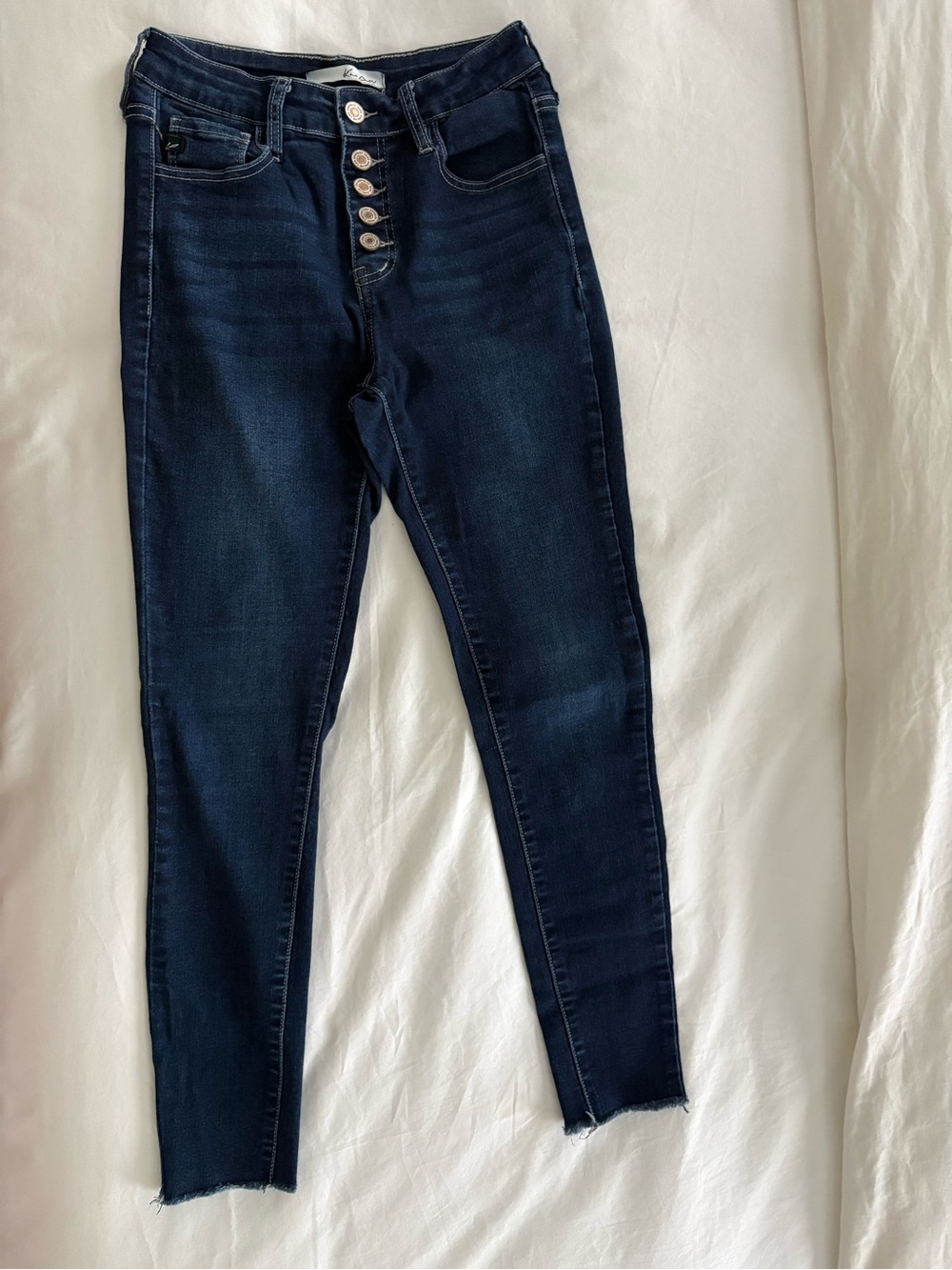 KanCan Dark Blue High-Rise Button-Fly Skinny Jeans